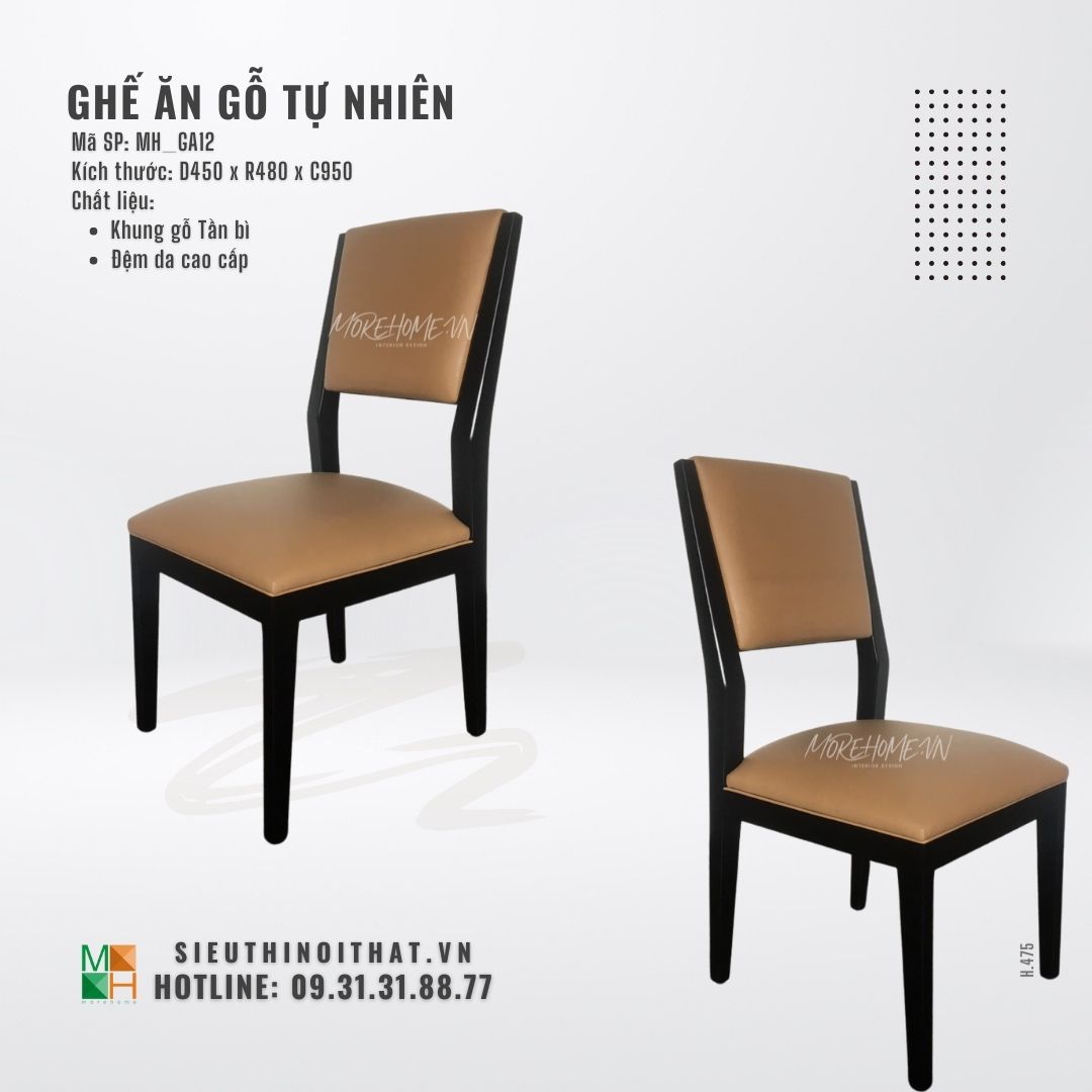  Ghế ăn gỗ tự nhiên MH - GA12